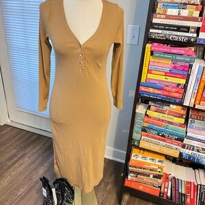 Old Navy Tan Long Sleeve Dress